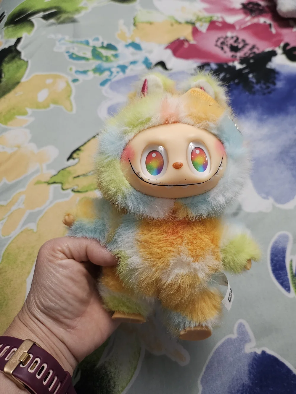 Labubu Plush Rainbow Monster Keychain for Small Pets - Multicolor